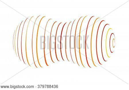 Molecule From Spiral Ribbon. Vector Logo. Color Outline Volume Sign. Abstract Revolve Lines From Two