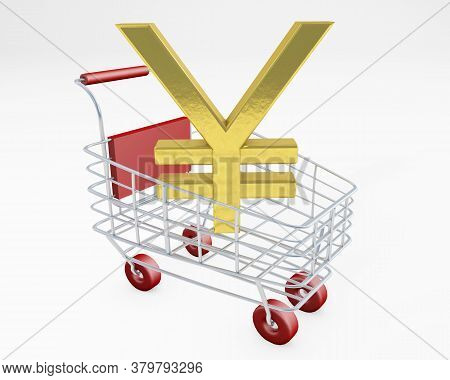 Buying Yen Forex Concept 3d Rendering Golden Texture Sign Isulated On White