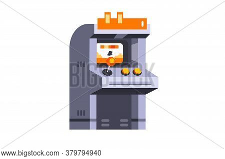 Modern Flat Slot Machine In A Flat Style.