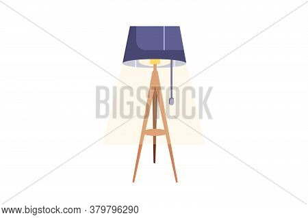 Turned On And Modern Stylish Floor Lamp In Flat Style