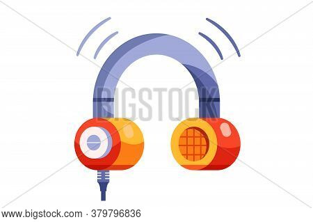 Modern And Trendy Wired Headphones In Flat Style.