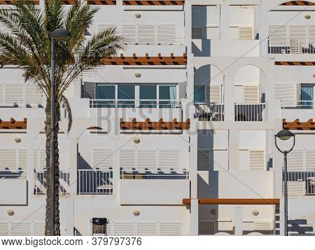 Spanish Resort White Buildings. Mojacar Village In Andalucia, Coast Almeria, Spain