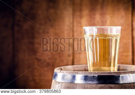 Small Dose Glasses, High Quality Distilled Alcohol. Brazilian Cachaça (called Pinga), Dripping, With