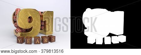 Number 91 (number Ninety-one) Anniversary Celebration Design With Round Candies And The Inscription 