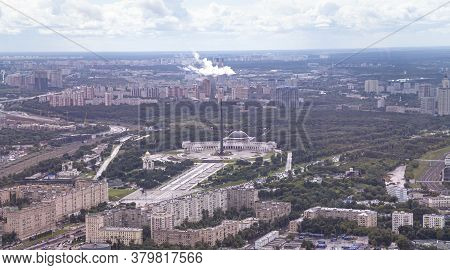 Aerial View Of Center Of Moscow From Observation Deck  Federation Tower In International Business Ce