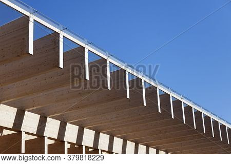 Umea, Norrland Sweden - June 28, 2020: Detail From Roof Belonging To Large Bus Stop In City