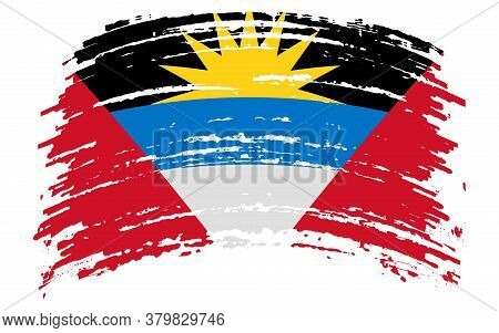 Antigua And Barbuda Flag In Grunge Brush Stroke, Vector