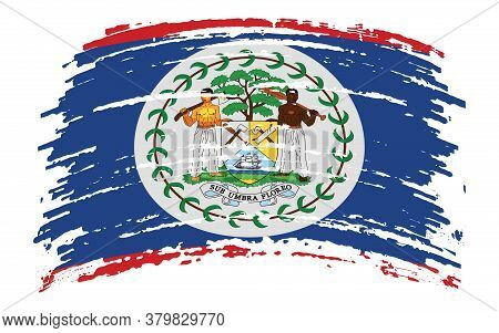 Belize Flag In Grunge Brush Stroke, Vector