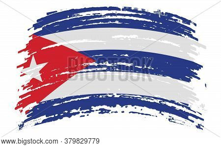 Cuban Flag In Grunge Brush Stroke, Vector