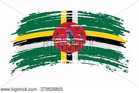 Dominica Flag In Grunge Brush Stroke, Vector