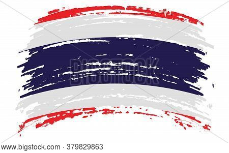 Thailand Flag In Grunge Brush Stroke, Vector