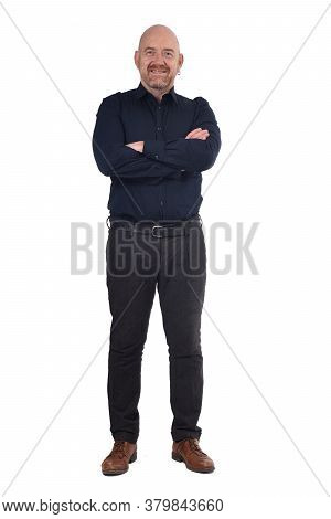 Ull Portrait Of Man Standing On White Background,