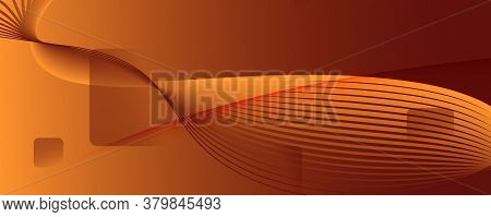 Vector Fluid Flow. Orange Gradient Landing Page. 3d Abstract Line. Technology Texture. Yellow Fluid 