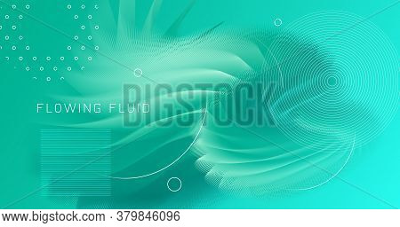 Blue Gradient Fluid. 3d Vibrant Movement. Dynamic Background. Vector Digital Gradient Fluid. Creativ