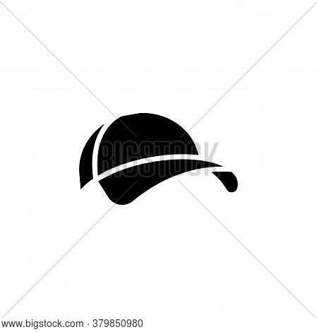 Baseball Cap Vector Icon. Cap Sign. Hat Symbol. Baseball Cap Simple Logo Black On White.