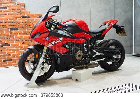 Bangkok, Thailand, August 7, 2020 - Bmw S1000rr Big Sport Racing Motorbike In Bangkok Motor Show. Bm
