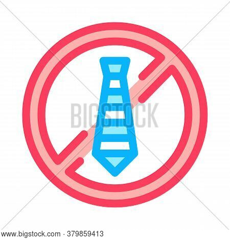 Tie Crossed Out Mark Icon Vector. Tie Crossed Out Mark Sign. Color Symbol Illustration