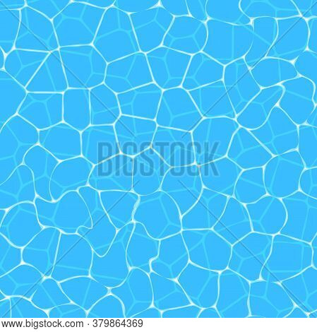 Summer Sea Background. Light Blue Water Surface Top View. Azure Ocean Waves Banner. Marine Texture W