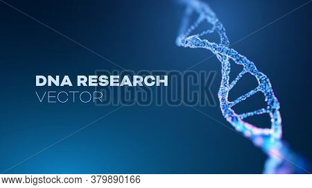Dna Research Vector Background. Futuristic Medicine Genome Helix