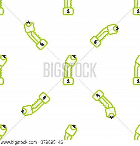 Line Police Electric Shocker Icon Isolated Seamless Pattern On White Background. Shocker For Protect