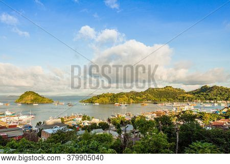 A View Over The Town Of Labuan Bajo And Harbour In The Morning, Flores, Indonesia