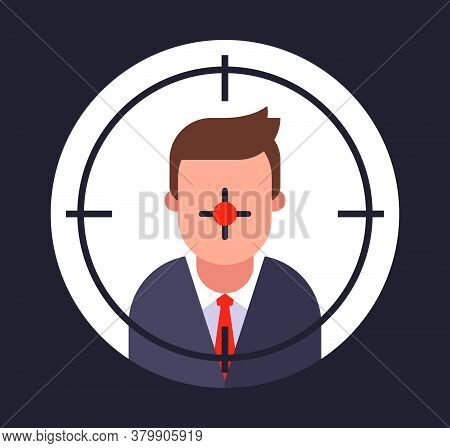 Contract Killing Of A Person. Kill A Business Competitor. The Killer Is Doing The Job. Flat Vector I