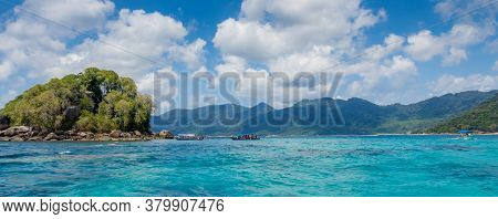 The Blue Turquoise Waters Off Palua Rengis On A Cloudy Day, Tiomen Island, Malaysia