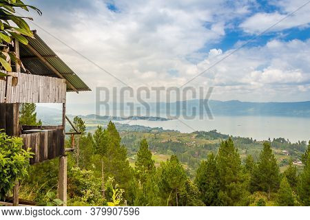 A View Over The Volcanic Crater Lake Toba From Samosir Island, Indonesia