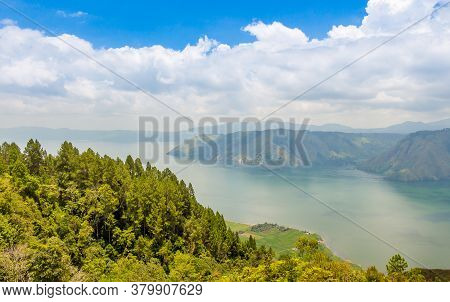A View Over The Largest Volcanic Crater Lake In The World, Lake Toba, North Sumatra Indonesia
