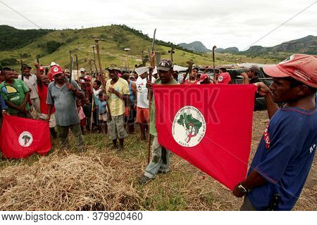 Itamaraju, Bahia / Brazil - December 15, 2009: Member Of The Landless Movement - Mst - Are Seen Duri