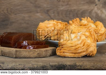 Sweet Potato And Quince Paste And Fried Pastries, Traditional Argentine Desserts