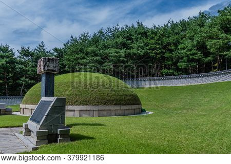 Geumsan, South Korea; July 21, 2020: For Editorial Use Only. Large Burial Mound At The Tomb Of 700 P