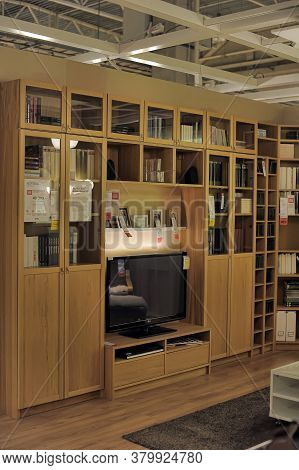 Russia, Sankt-petersburg - 26.12.2013: Interior Of Large Ikea Store With A Wide Range Of Products In