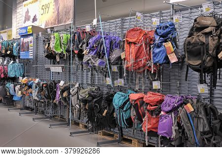 Russia, St. Petersburg 20,02,2014 Backpacks In The Sports Shop