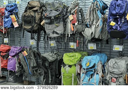 Russia, St. Petersburg 20,02,2014 Backpacks In The Sports Shop