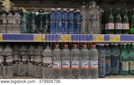Russia, St. Petersburg, 08,03,2014 Bottled Water On Store Shelves