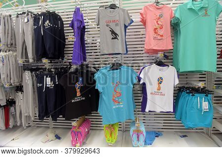 St-petersburg, Russia - 17.06, 2018: Official Licensed Products Of Fifa World Cup 2018 Russia Worldc