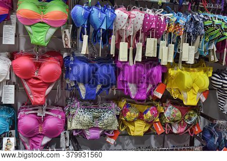 Turkey, Kemer18,07,2015 Swimwear In The Store Close Up