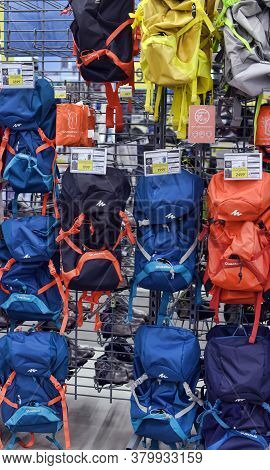 St. Petersburg, Russia 09.03.2015 Backpacks In The Sports Shop