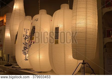 Russia, Saint-petersburg, 15,03,2015 Various Lighting Fixtures, Lamps And Nightlights In The Ikea St