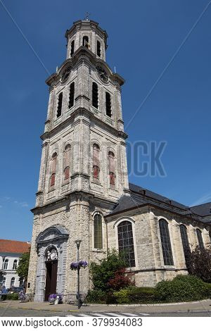 Lokeren, Belgium, Saint Laurentius Church With The High Bell Tower