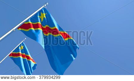 3d Rendering Of The National Flag Of Congo Waving In The Wind