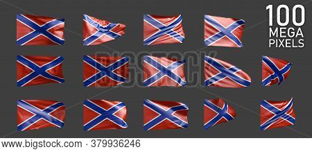 Novorossia Flag Isolated - Different Images Of The Waving Flag On Grey Background - Object 3d Illust