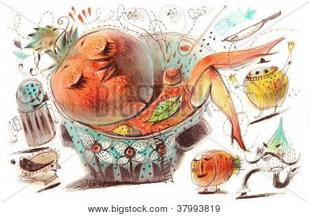 Femme dans le pot