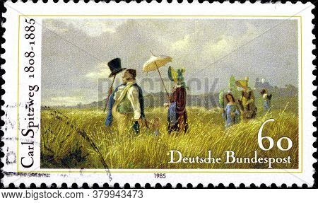 02 09 2020 Divnoe Stavropol Territory Russia German Postage Stamp 1985 The 100th Anniversary Of The 