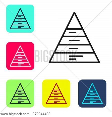 Black Line Business Pyramid Chart Infographics Icon Isolated On White Background. Pyramidal Stages G