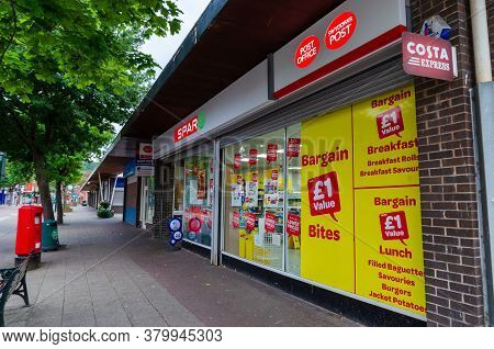 Prestatyn, Uk: Jul 06, 2020: A General View Of The High Street At Early Evening. Spar Operate A Bran