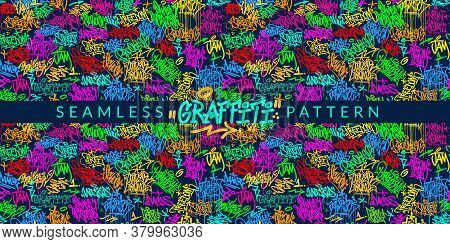 Abstract Graffiti Style Seamless Pattern Vector Illustration