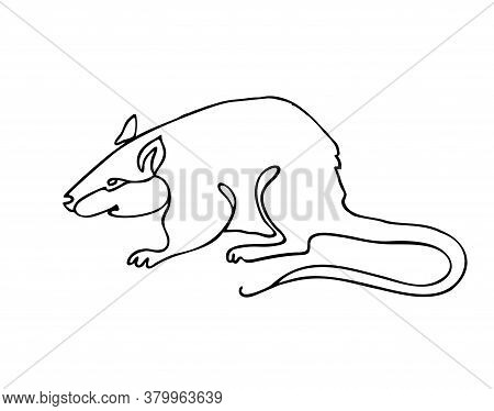 Mouse One Line Drawing. One Continuous Line Drawing Of Rat For Company Logo Identity. Abstract Minim