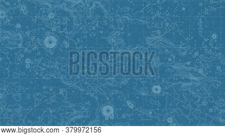 Vector Abstract Moon Relief Map. Generated Conceptual Lunar Elevation Map. Isolines Of Landscape Sur